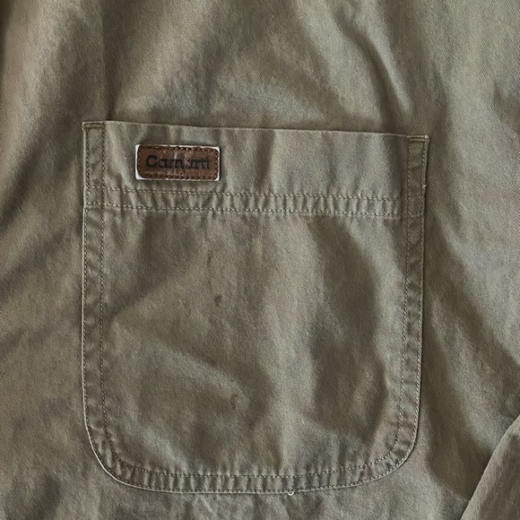 Tan Carhartt Button Down Shirt. Size XL - Picture 2 of 5